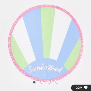 South Beach sun kissed round beach towl in green and blue sun print